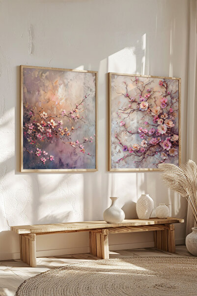 STARYUNA Wooden Framed Floral Patterned Double Painting Set Yuna521