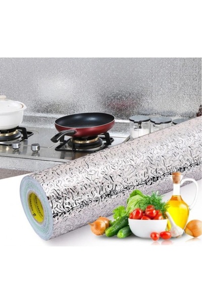 naque Adhesive Easy-To-Clean Kitchen Countertop Foil Silver 40 cm X 10 m