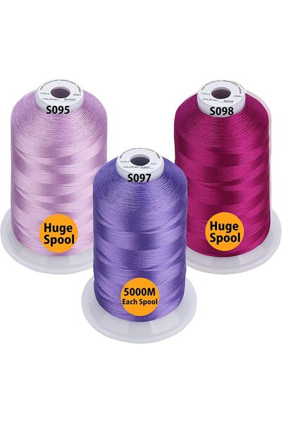 Simthread Embroidery Thread Set 3 Spools, 5000 m, Shades of Purple