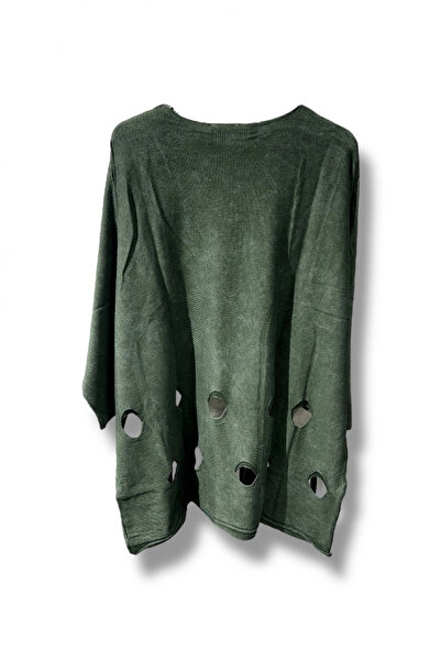 SUMEF 100% Cotton Knitwear Tunic Blouse – Size Compatible with 38-52 - Khaki