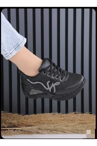 BYBIYIK Women's 6cm Hidden Heel Stone-Detail Sports Shoes