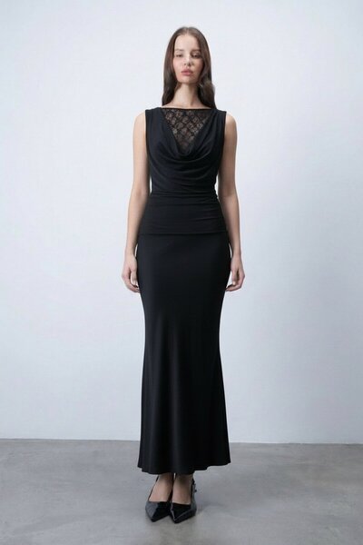 VAGGON Φόρεμα με λαιμόκοψη Degaje, από τούλι, με ανοιχτή πλάτη και ντεκολτέ α...