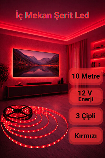 ENFE 3 Çipli Şerit Led Kırmızı Işık ◆ İç Mekan ◆ Yüksek Lümen ◆ Ekstra Kalın ...