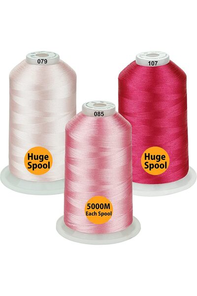 Simthread Embroidery Thread Set 3 Spools, 5000 m, Shades of Pink