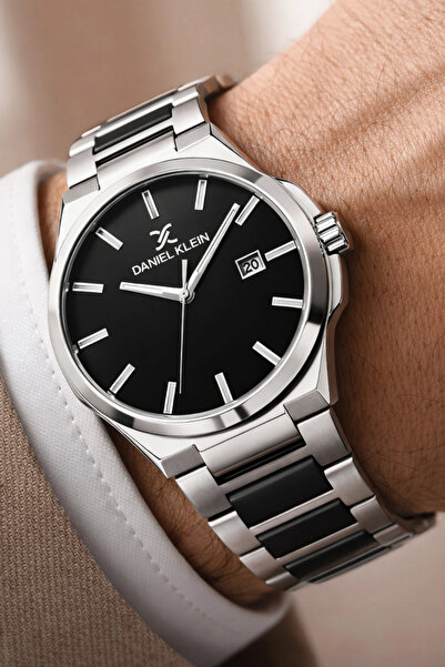 Daniel Klein Steel Cord&Case Calendar Men Wristwatch Wrist Bracelet Gift Silv...