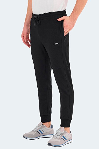 Slazenger بنطلون رياضي رجالي مريح باللون الأسود مع جيوب بسحاب