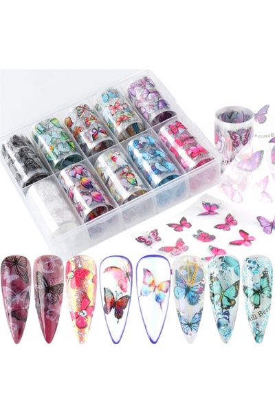 Wien Nail Master 10lu Tırnak Süsleme Folyosu Kelebek Dizayn Nail Art Transfer...