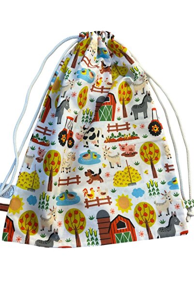 ATELIER ALEDA Kindergarten backpack bag, farm animal print, 40 x 30 cm