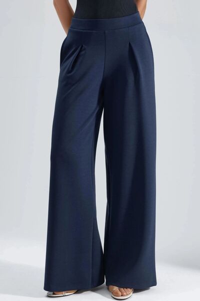 Hiccup Busem Elastic Waist Pleated Palazzo Pants