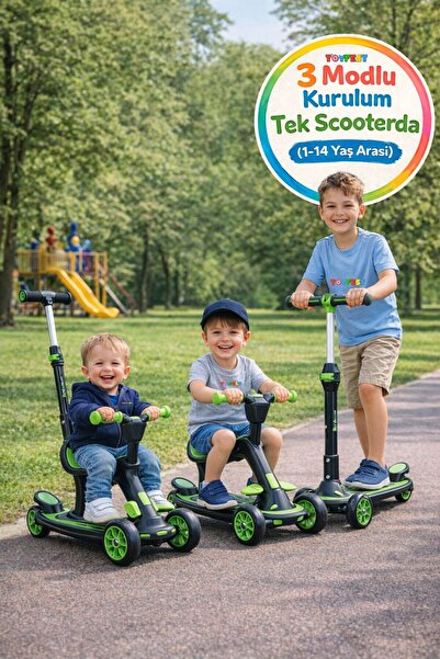 TOYFEST 3 Modlu Yönlendirmeli Ayarlanabilir Scooter Koltuklu Çocuk Scooter Fr...