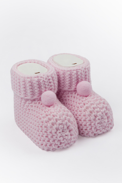 Yerli Baby Bebek Patik Triko 0/6 Ay Ponponlu