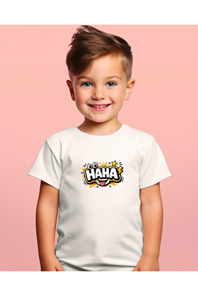 haha Printed Short-Sleeved T-Shirt for Children