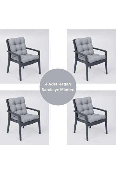 ELF CONSEPT 4 Adet Rattan Sandalye Minderi 4'lü Set