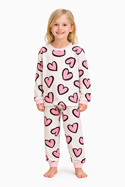 mini stella kids طقم بيجامة بناتي من Pink Hearts