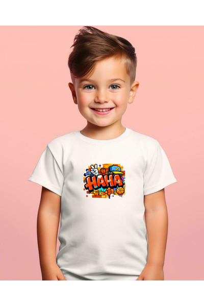 haha Printed Short-Sleeved T-Shirt for Children