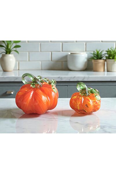 Felis Arte Dekoratif Cam Balkabağı İkili Set , El Yapımı