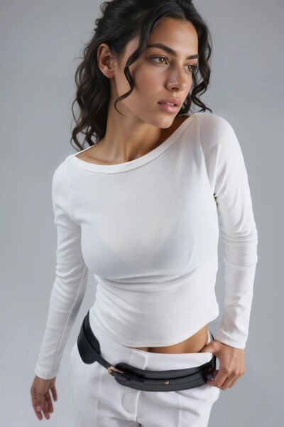 Hiccup Busem Slim Fit Ribbed Boat Neck Blouse