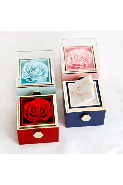 By Rozane Cutie cadou trandafir LoveBox Rotativ 360° – sertar bijuterii elegant