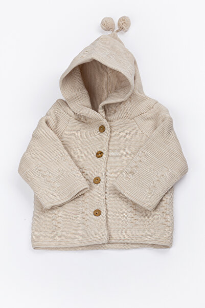 Yerli Baby Newborn Hooded Knitwear Unisex Pompom Baby Cardigan 0/6 Months
