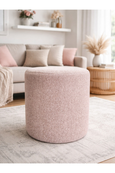 İMZA CRAFT Bukle Kumaş Yuvarlak Puf | Makyaj Pufu & Oturma Pufu