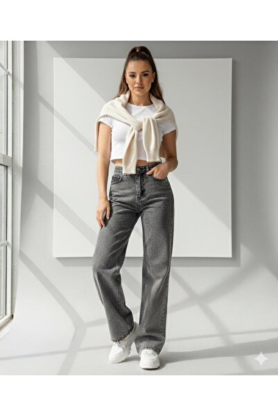 DRC trend Olina High Waist Anthracite Palazzo Jeans Lycra Smoked Jeans