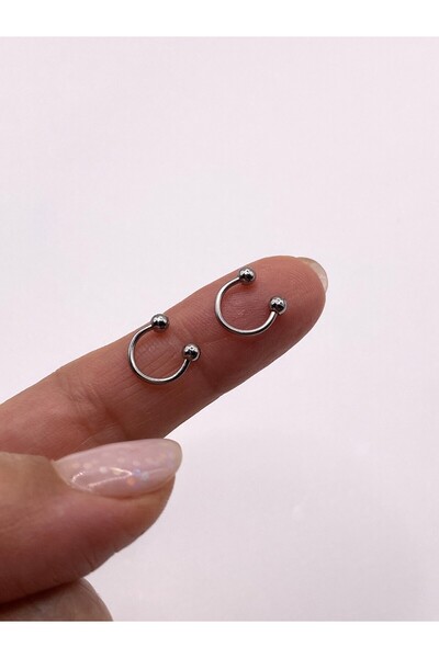 kurukafagift Çelik Piercing Smiley Yarım Halka 2 ADET Tragus, Helix, Rook, Ni...