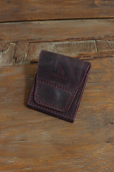 AKRONİUM LEATHER Hakiki Deri crazy Çıtçıtlı Cüzdan Kartlık
