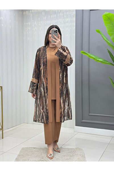Modam Bella Plus Size Three-Piece Set with Stone Detail on the Sleeve