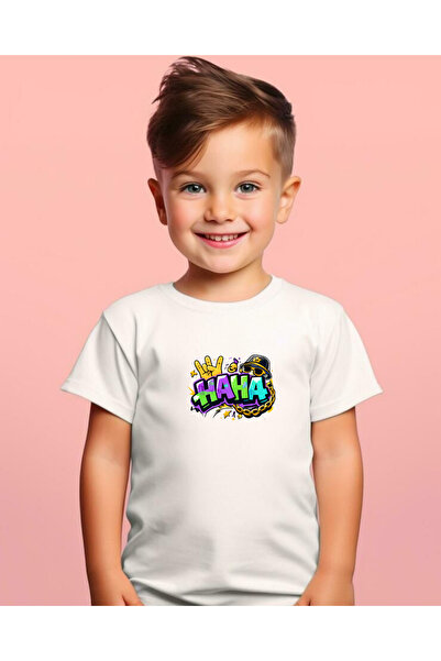 haha Printed Short-Sleeved T-Shirt for Children