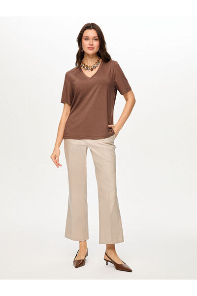 Faik Sönmez V Yaka 3/4 Kol T-Shırt S26TSH005