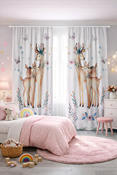 Bebişim Halı ستارة خلفية لغرفة الأطفال بتصميم مزدوج الأجنحة مع نمط الأم والغز...