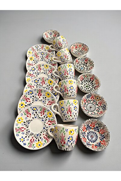 Artistic Quality Decorative 6-Person Tulip Design Fully Handmade Coffee Cup S...