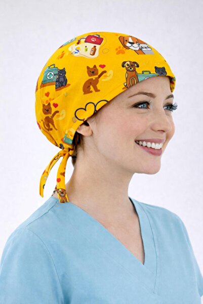 Dr. Mitra Cerrahi Bone Medikal Doktor Hemşire Hastane Bonesi Unisex -Sarı Vet...