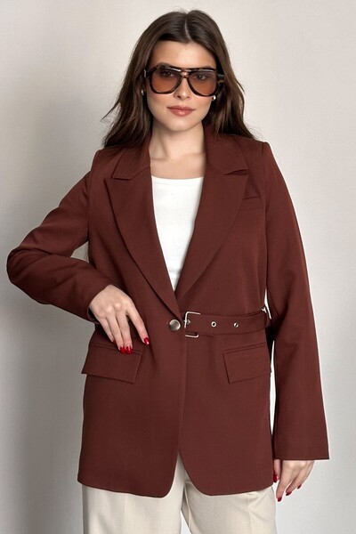 moda armanc Women's Blazer Jacket with Belt, Stylish Model – Single Button, C...