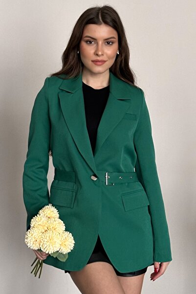 moda armanc Women's Blazer Jacket with Belt, Stylish Model – Single Button, C...