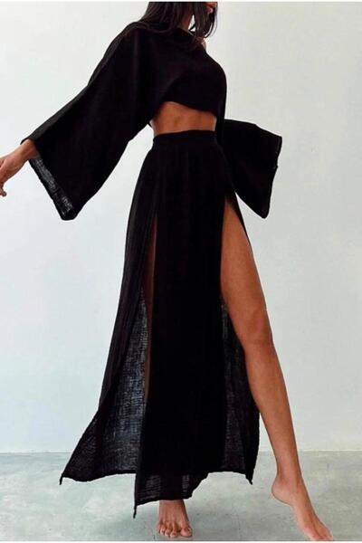 TOFAN TRİKO PLAJ TAKIM YIRTMAÇ DETAYLI