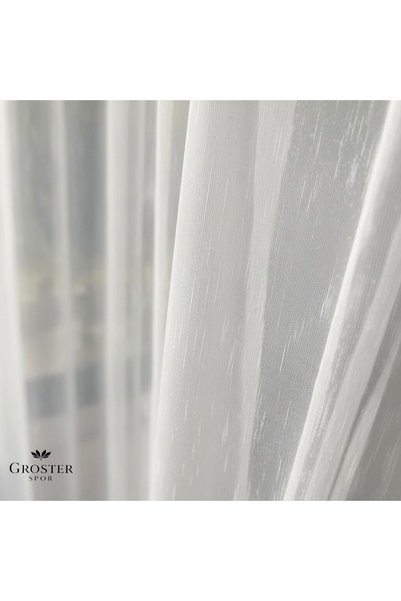 GROSTER SPOR Bamboo Heavy Weighted Crinkled 1/3 Layerly Pleated Tulle Curtain - a Quality ++ Does Not Need Ironing