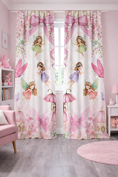 Bebişim Halı ستارة خلفية لغرفة الفتيات ذات جناحين مزدوجين مع نمط زهرة الفراشة...