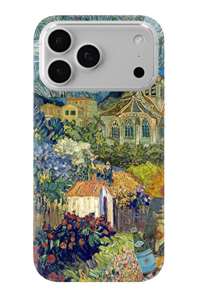 Space Star iPhone 17 Pro Max Uyumlu Van Gogh Kolaj Tasarım Baskılı Şeffaf Kılıf
