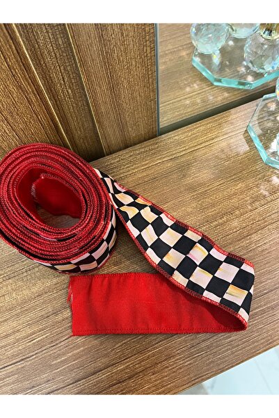 GÜLHOBY Mackenzie Patterned Ribbon Checkered Model Ribbon 1 Meter 4 cm Wide