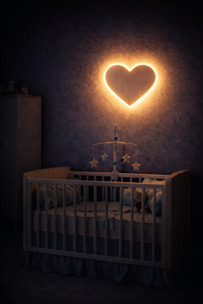 MB DEKOR ATÖLYESİ LED Işıklı Kalp Duvar Dekoru – Çocuk & Bebek Odası Gece Lam...