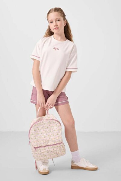 TOMMY LIFE طقم شورت نادل للبنات برقبة دائرية/شورت T17KG-75183