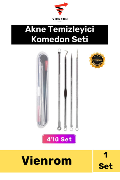 Vienrom #SiyahNoktaTemizlemeAleti Akne Temizleyici Kutulu Komedon 4'lü Set Si...
