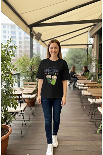 GUMMORE COLLECTİON تي شيرت ماتشا كلوب منقوش ومطبوع، تي شيرت نسائي من القطن بر...