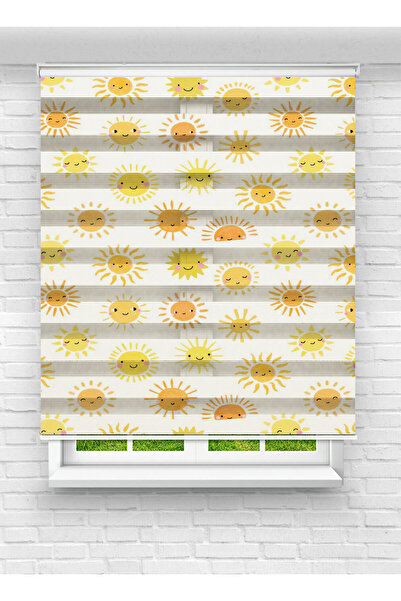 Enzo Home Zebra Stor Perde Gülücük Güneş Desenli | Çocuk Odası Neşeli Dijital...