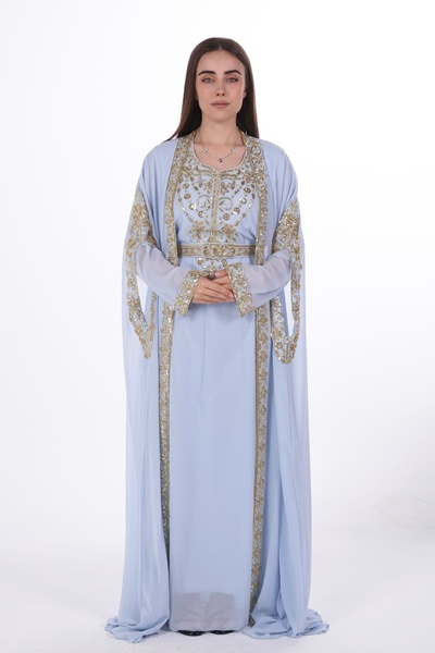 al bent al sharqieh Embroidered kaftan with a belt at the waist, ladies belte...