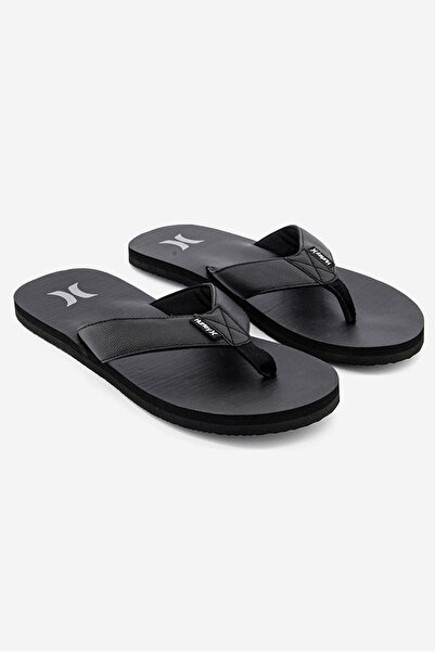 Hurley Men Brand Logo Layback Flip Flop, Black
