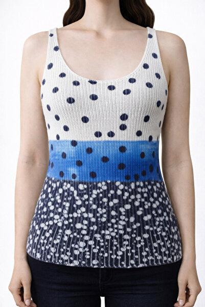 Neden Tekstil Block Patterned Strappy Knitwear Blouse