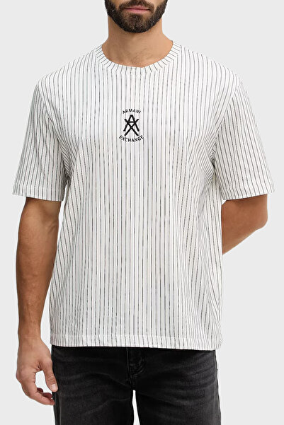 Armani Exchange Cotton Regular Fit Logo Crew Neck Striped t Shirt Men's t Shi...