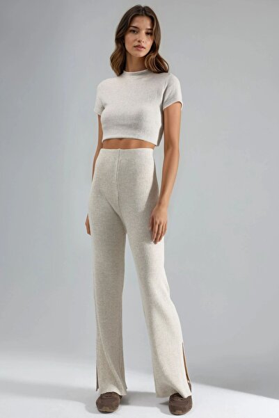 Hiccup MY FASHION Висока талія Трикотажні штани з розрізом і широкими штанинами